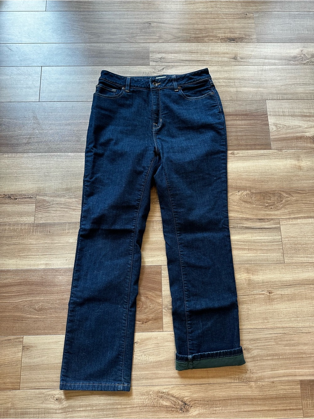 LL Bean Fleece Lined Straight Leg High Rise Jeans